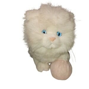 Vintage 1986 Applause Avanti White Persian Kitten Blue Eye Yarn Ball 12" Cat